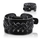 The Rock Shop Leather Wristband - Double Weaved X Braids...