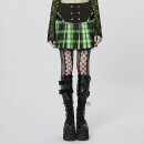 Punk Rave Pleated Mini Skirt - Green Beetle