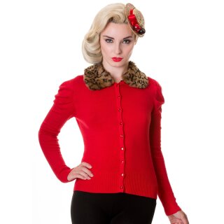 Cardigan Banned - Leopard Fur Red