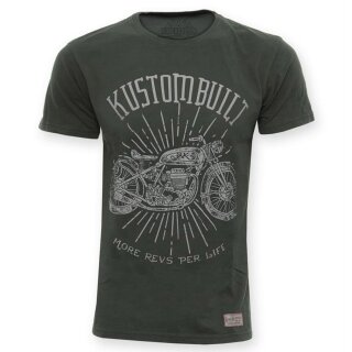 King Kerosin T-Shirt - More Revs Motorcycle Olivgrün S