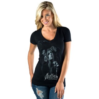 Sullen Angels Damen V-Hals T-Shirt - Ortega Ink