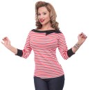 Steady Clothing Bluse - Striped Boatneck Rot