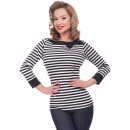 Steady Clothing Blouse - Striped Boatneck Black