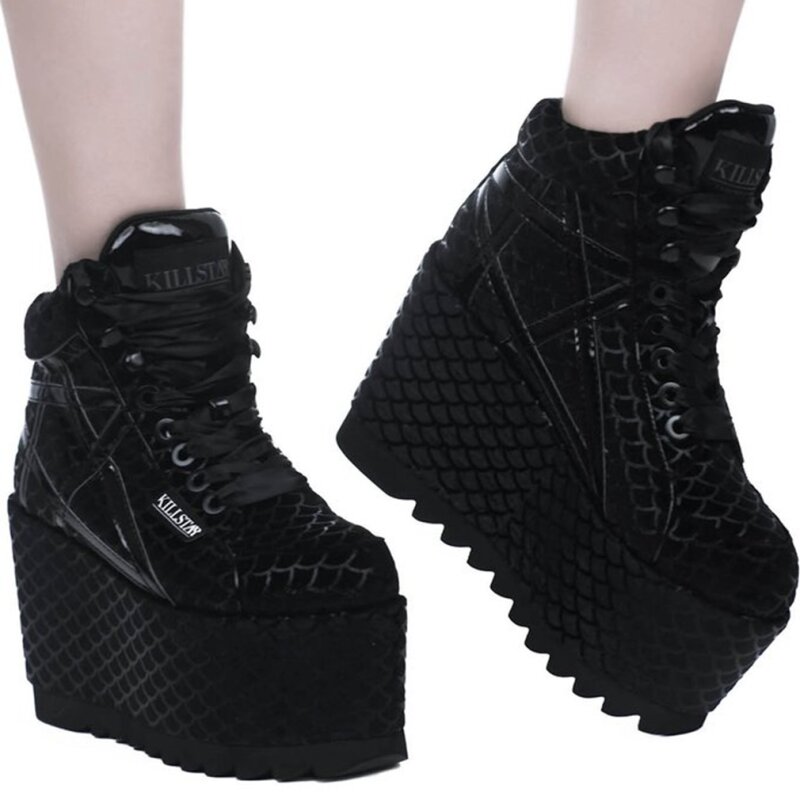 black velvet platform sneakers