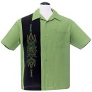 Steady Clothing Camisa vintage para bolos - Tiki Verde a...